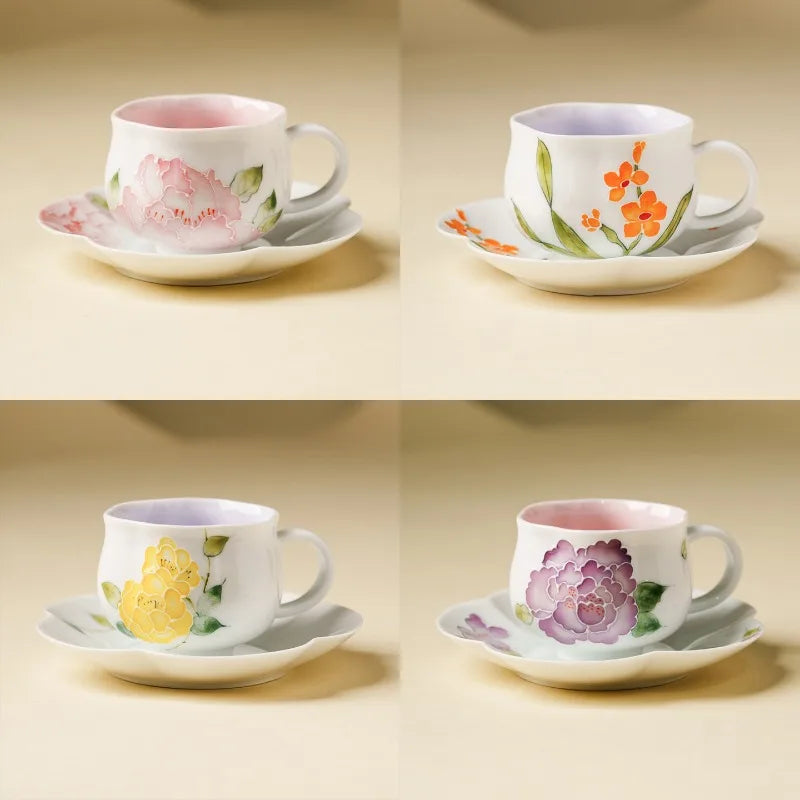 Ensemble tasse thé porcelaine style chinois avec soucoupe