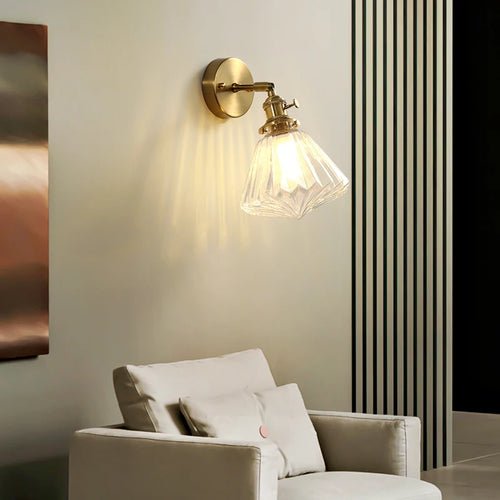 applique murale nordique en cuivre avec abat-jour en verre led - vue 5 sur 11