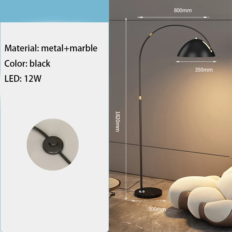 lampadaire en marbre design moderne minimaliste noir et or