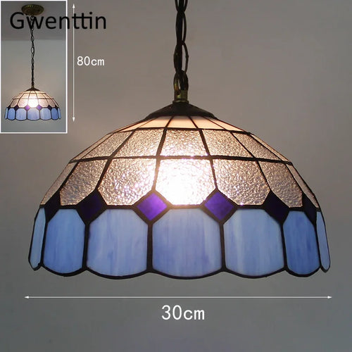 suspension en verre teinté style tiffany pour décoration intérieure - vue 23 sur 26