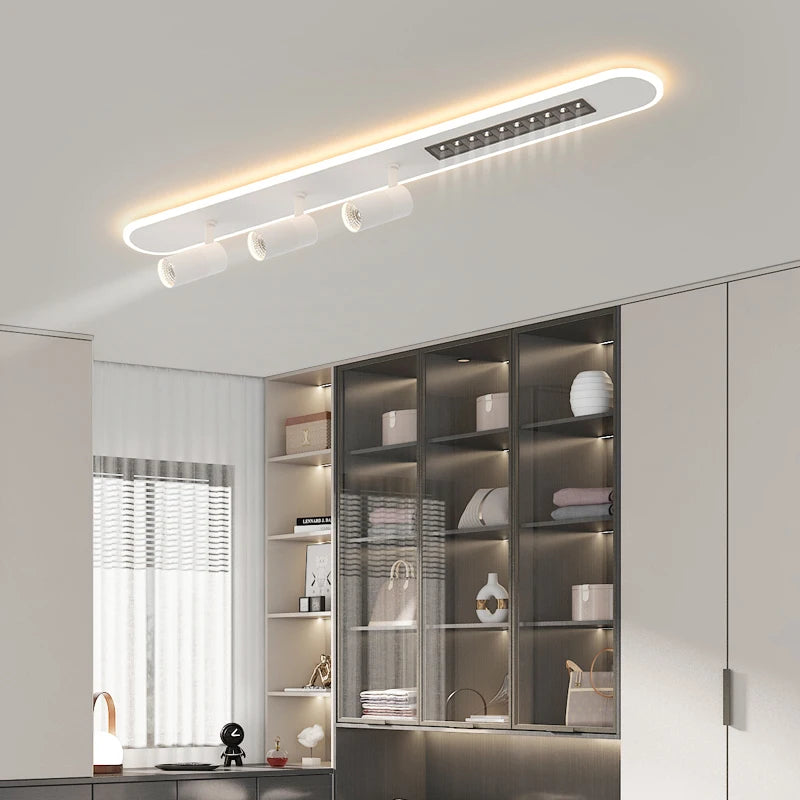 Plafonnier led nordique long pour intérieur avec projecteurs