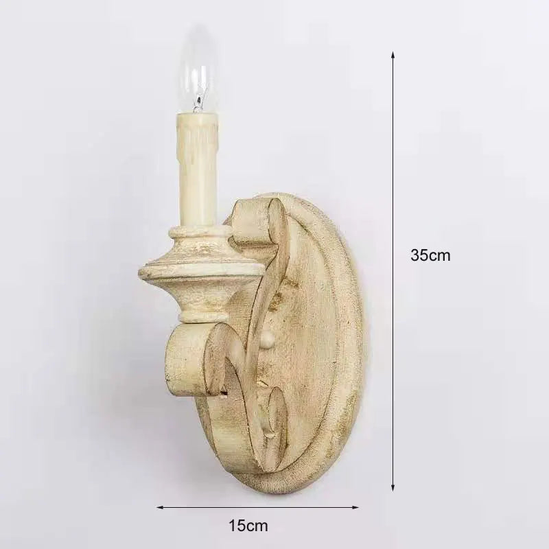 Applique murale rétro américaine en bois massif à tête unique