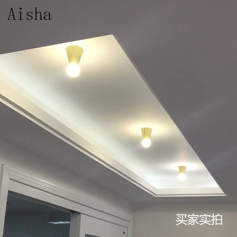 plafonnier en laiton éclairage intérieur nordique simple décoratif - vue 9 sur 11