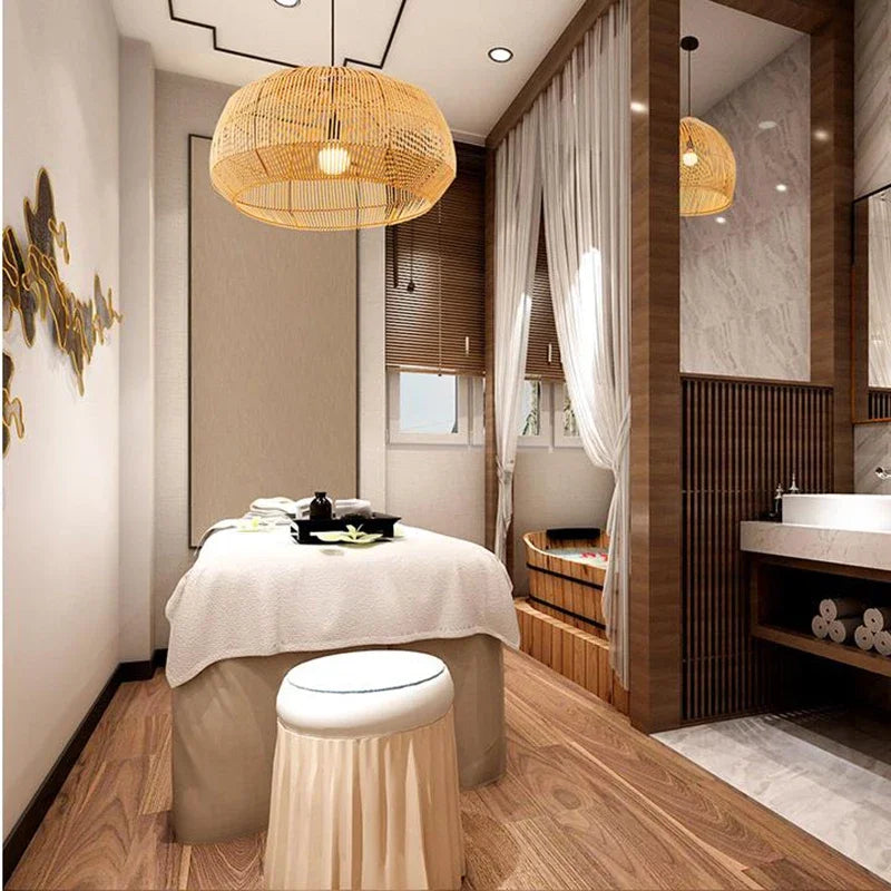 suspension vintage en rotin style chinois pour intérieur élégant - vue 6 sur 12