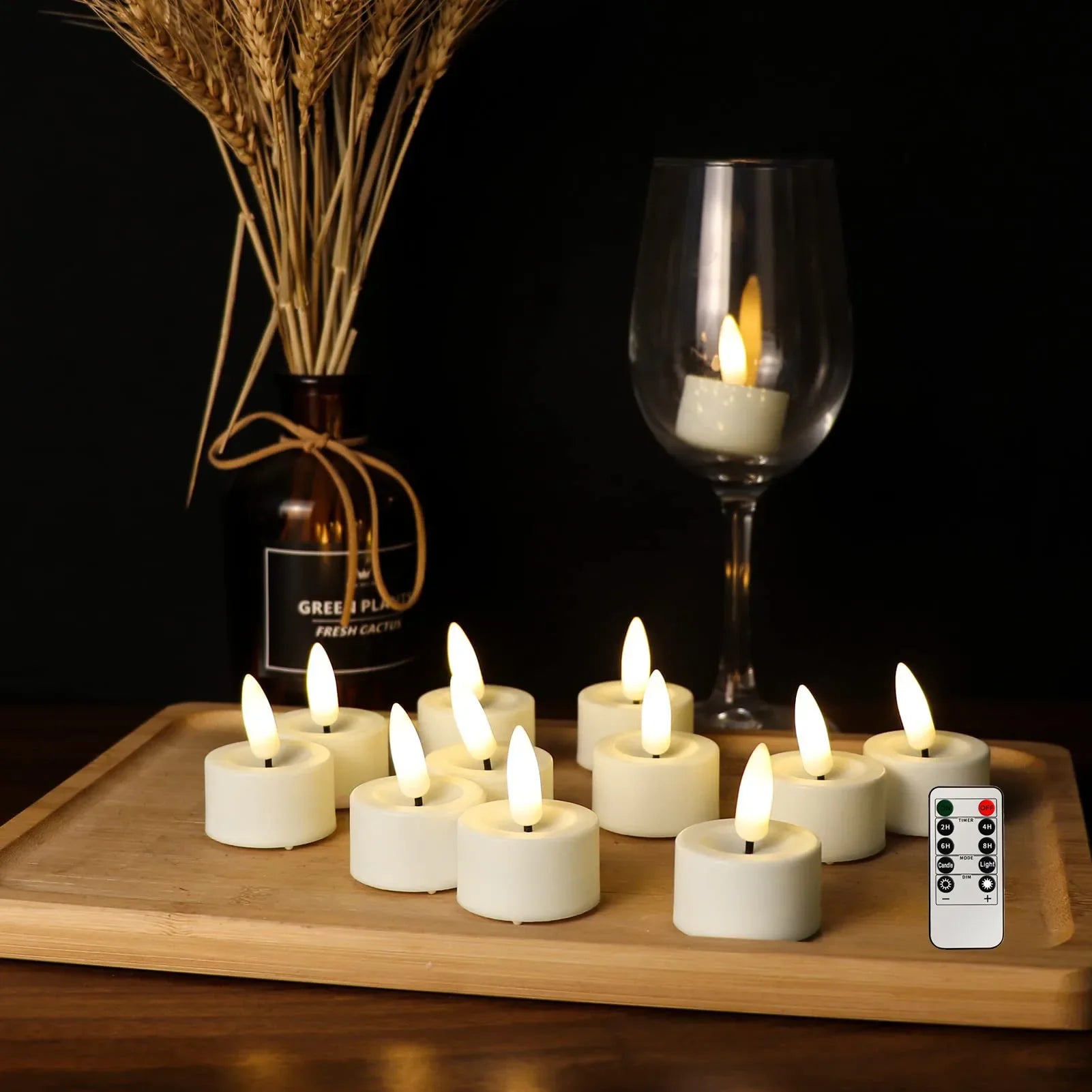 bougies chauffe-plat led sans flamme avec télécommande pour décorations festives - vue 3 sur 8