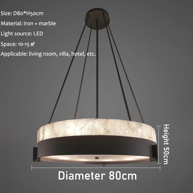 lustre moderne en marbre avec éclairage led créatif intérieur