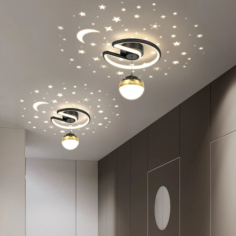 Noir gris 28W LED plafonnier pour couloir boule de verre nuances Foyer allée éclairage intérieur Luminaire Lustre effet étoile - vue 5 sur 8