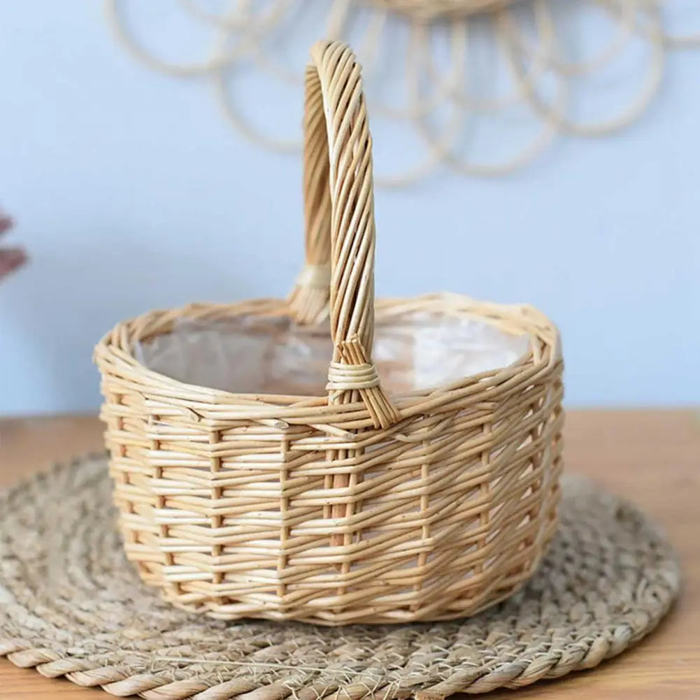 panier tissé rotin pour fleurs et aliments - vue 4 sur 7