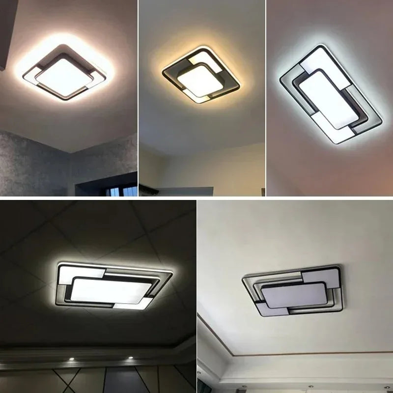 lustre carré moderne en fer avec leds pour éclairage intérieur