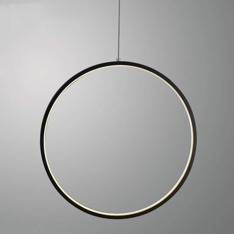 LED moderne anneau cercle suspension lumières rond Lustre décor à la maison pour salon éclairage intérieur noir Lustre luminaire