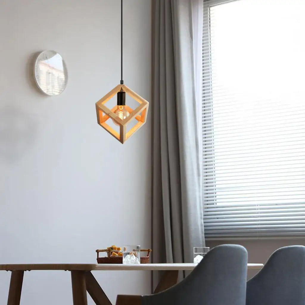 suspension vintage nordique en bois pour éclairage intérieur - vue 4 sur 20