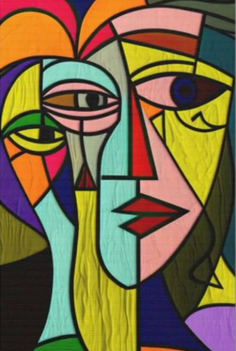 peinture abstraite cubiste style picasso tête de personnage décoration murale