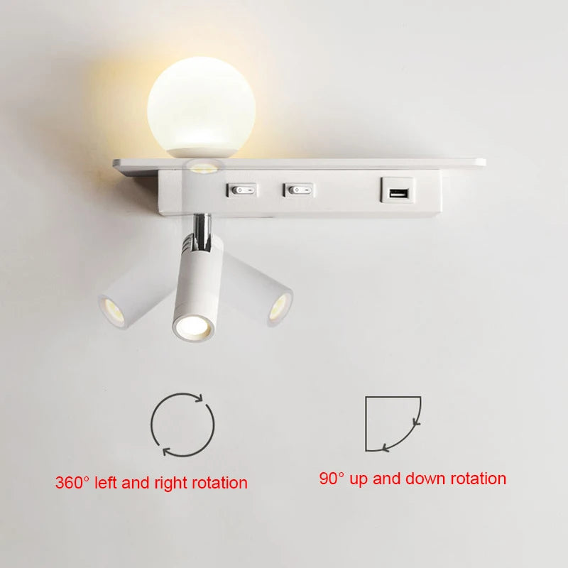 lampe de chevet moderne led avec interrupteur et usb