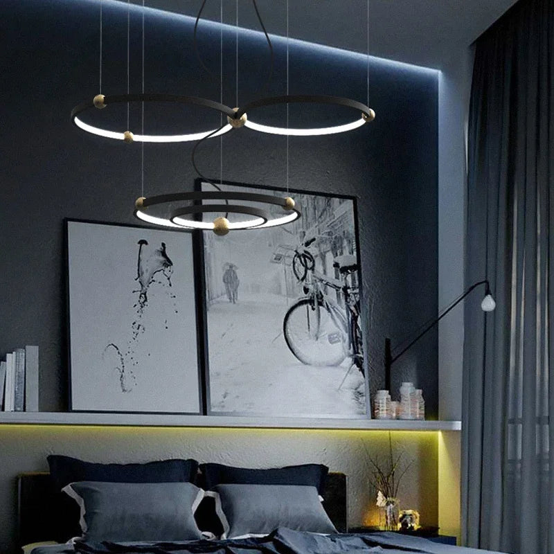 suspension à LED en anneau rond pour décoration moderne - vue 4 sur 8