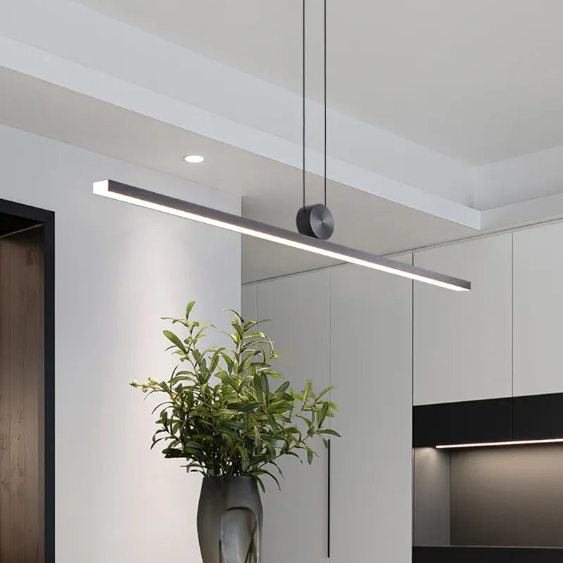 Bande minimaliste moderne suspension LED lumières pour salon salle à manger cuisine lustre noir décor à la maison luminaire suspendu