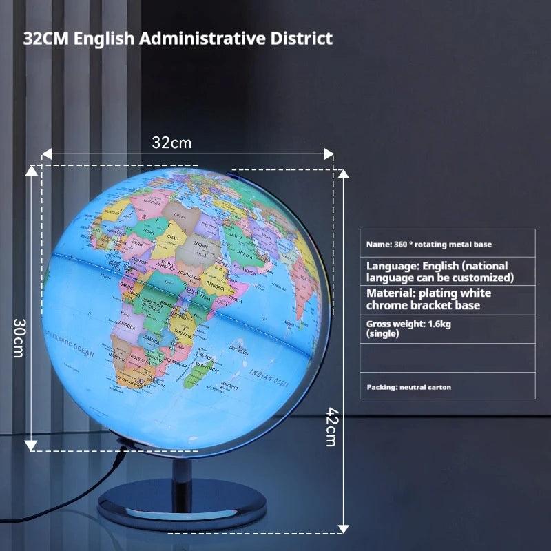globe terrestre rotatif éducatif lumineux en anglais pour géographie - vue 11 sur 18