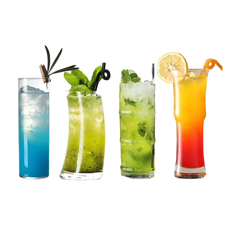 Verres collins cristal strie pour cocktails eau jus - vue 2 sur 6