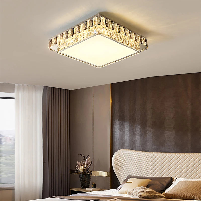 plafonnier led en cristal de luxe rond moderne - vue 4 sur 15