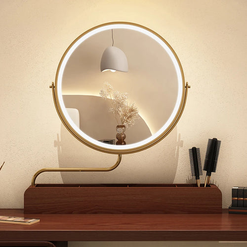 miroir décoratif à led rétro en bois pour maquillage - vue 3 sur 11