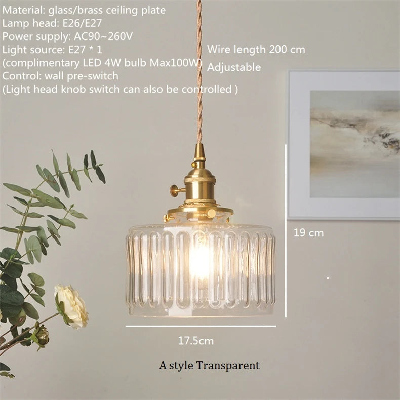 suspension nordique vintage rustique verre cuivre décoration wabi-sabi