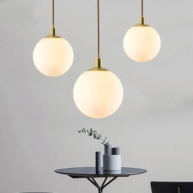 Suspension en verre nordique 8-50 cm boule ronde lampes suspendues pour la maison pour Bar chambre salon café décoration Luminaires Lustre - vue 6 sur 15