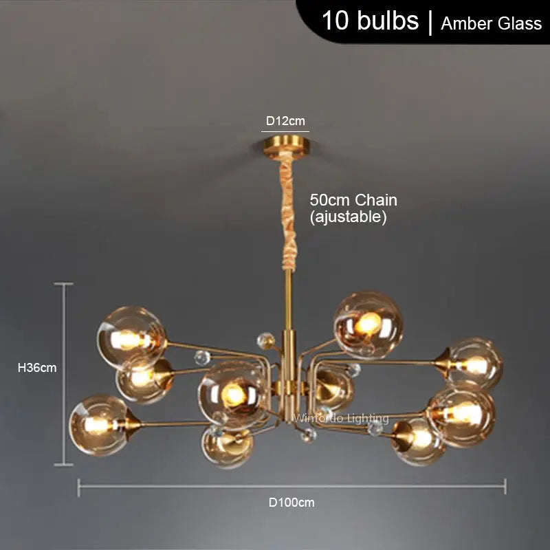 lustre led moderne 10 globes luminaire décoratif - vue 11 sur 18