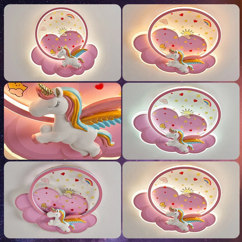 plafonnier licorne led pour fille avec télécommande optionnelle - vue 5 sur 8