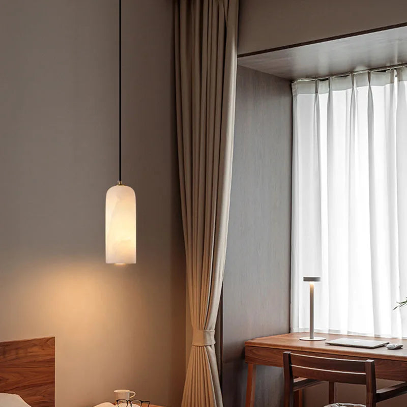 lustre en marbre avec ampoule en cuivre pour éclairage élégant - vue 4 sur 7