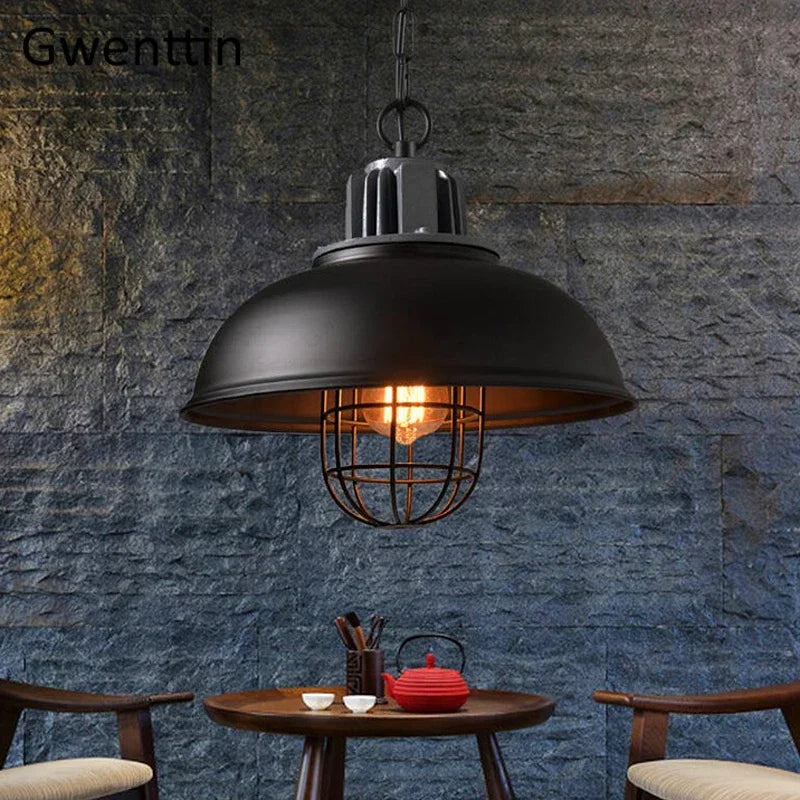 lustre rétro en fer pour décoration intérieure et éclairage - vue 4 sur 7