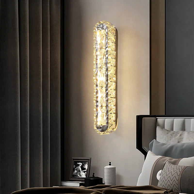applique murale led moderne en cristal rectangulaire nordique