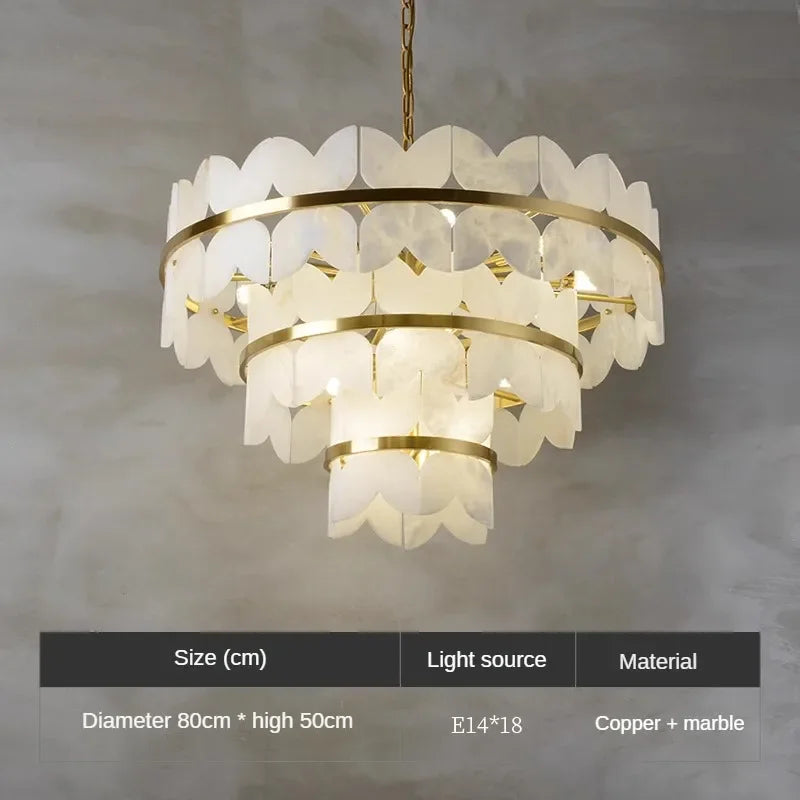 suspension en marbre naturel et cuivre design créatif minimaliste - vue 9 sur 9