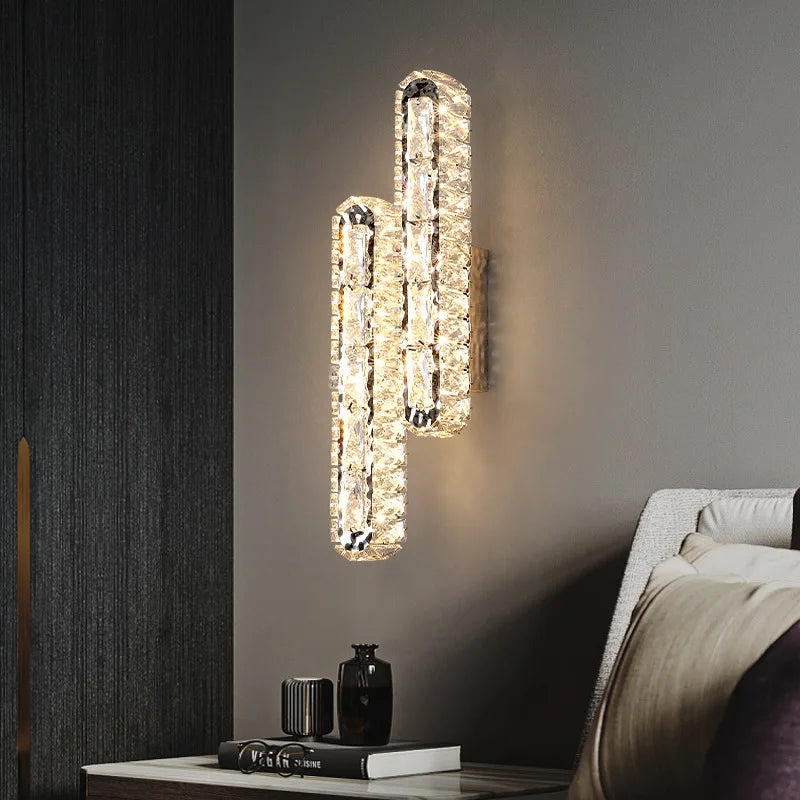 applique murale led en cristal clair montage en surface morden