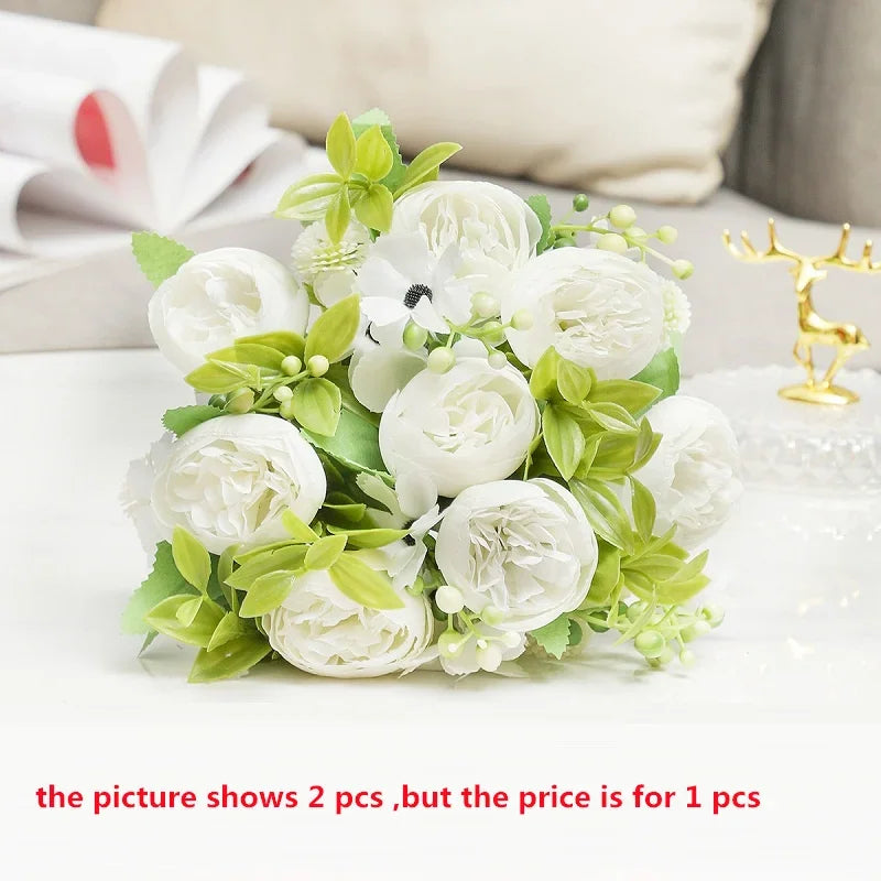 bouquet de pivoines artificielles pour mariage et décoration festive - vue 11 sur 12