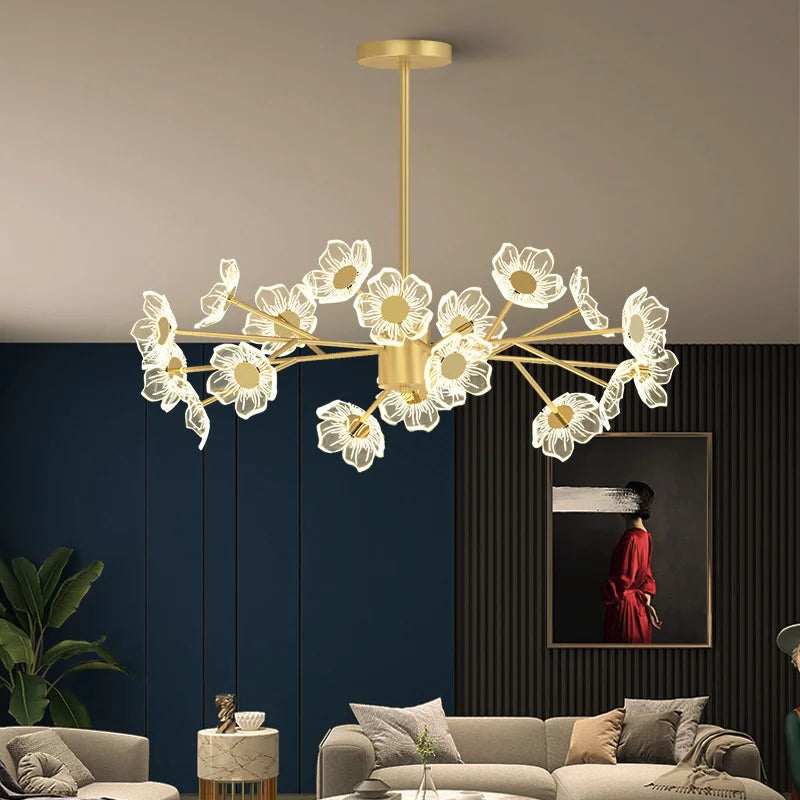 lustre moderne en fleurs pour décoration intérieure élégante - vue 2 sur 11
