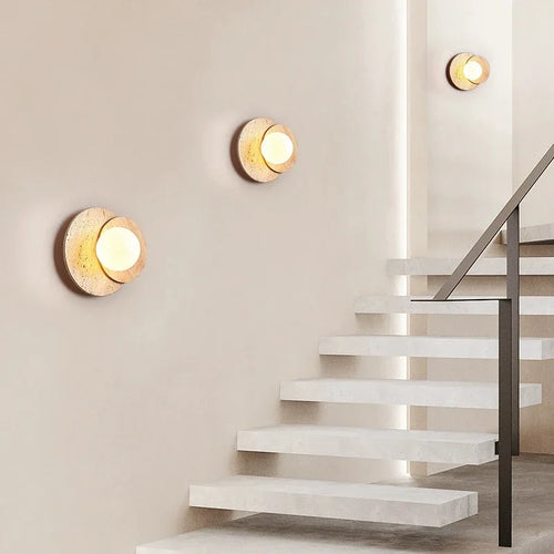applique murale nordique à led en pierre et bois - vue 5 sur 7