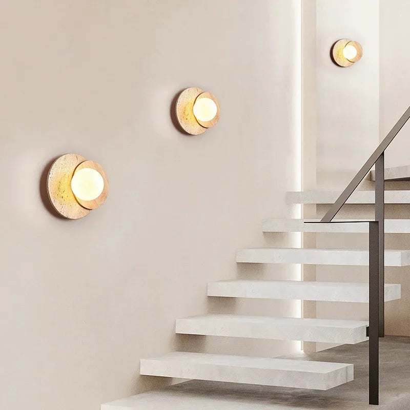 applique murale nordique à led en pierre et bois - vue 4 sur 7