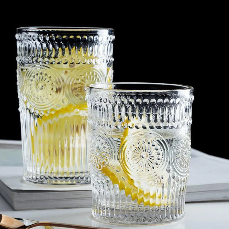 gobelet verre retro relief tournesol style nordique - vue 2 sur 7