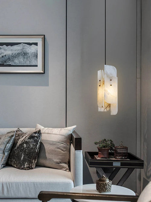 lustre moderne en marbre naturel au design minimaliste - vue 3 sur 7