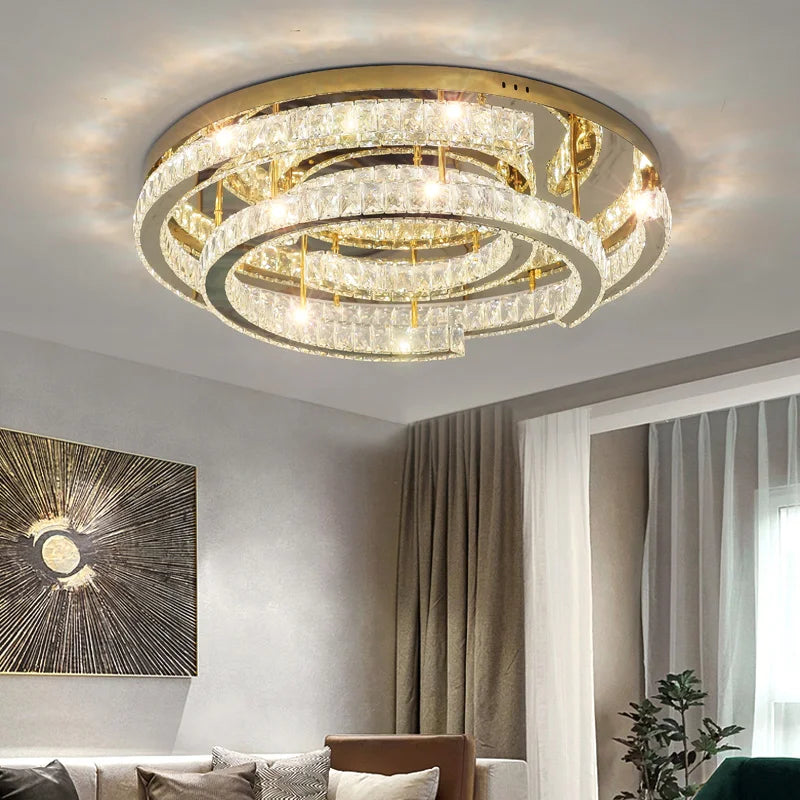 plafonnier led moderne en cristal design réglable - vue 5 sur 10