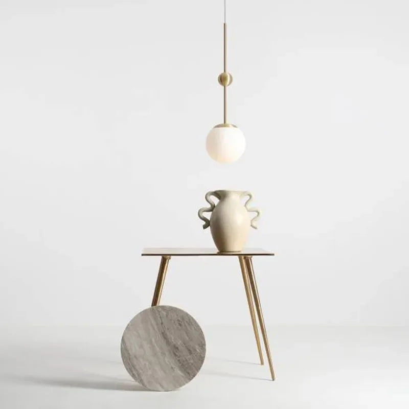 lustre en verre doré design créatif trois têtes éclairage moderne - vue 8 sur 9