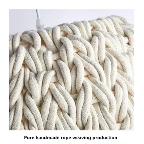 Nordic Hand-Woven Wabi Sabi Chandelier For Dining Room Study Loft LED Hanging Light Kitchen Island Cafe Bar Pendant Lamp Fixture - vue 7 sur 7
