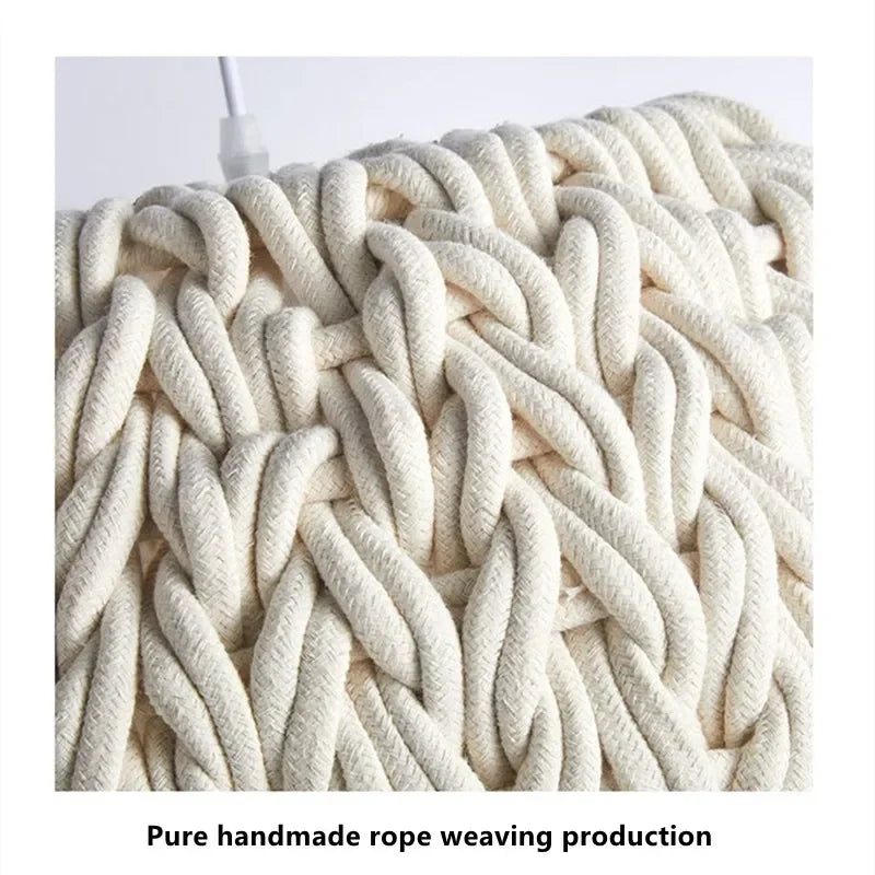 Nordic Hand-Woven Wabi Sabi Chandelier For Dining Room Study Loft LED Hanging Light Kitchen Island Cafe Bar Pendant Lamp Fixture - vue 6 sur 7
