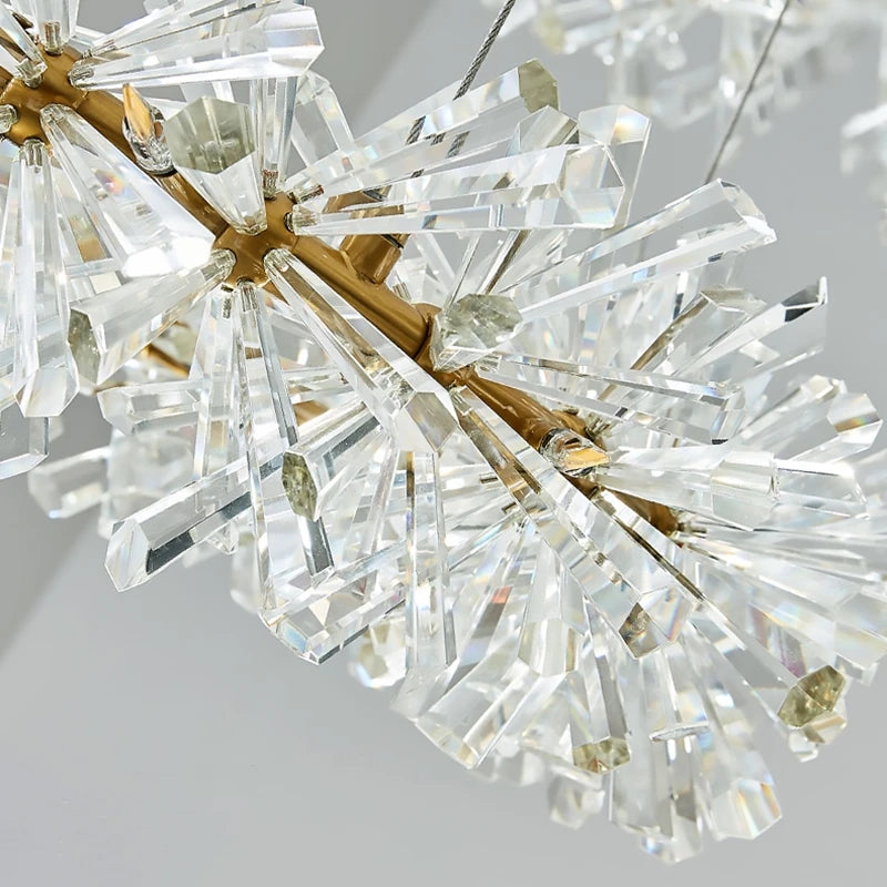 lustre en cristal fleur luminaire de luxe avec anneaux ronds - vue 6 sur 16