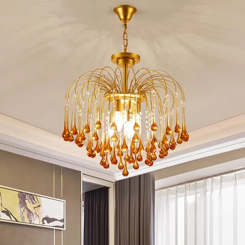 lustre suspendu rétro en verre marron élégant et moderne - vue 3 sur 9