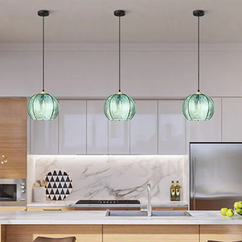 Lustre en verre rayé nordique lampe suspendue moderne pour salle à manger cuisine île chevet décor à la maison lampes de plafond suspendues