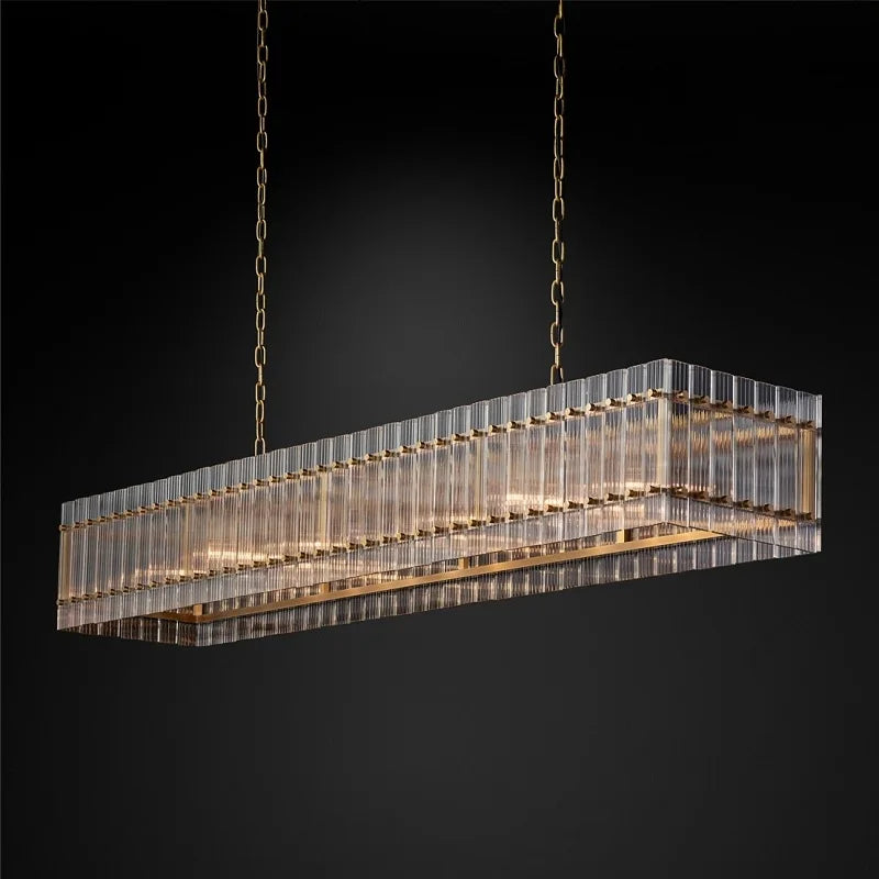 lustre rectangulaire en cristal pour éclairage de luxe - vue 7 sur 8