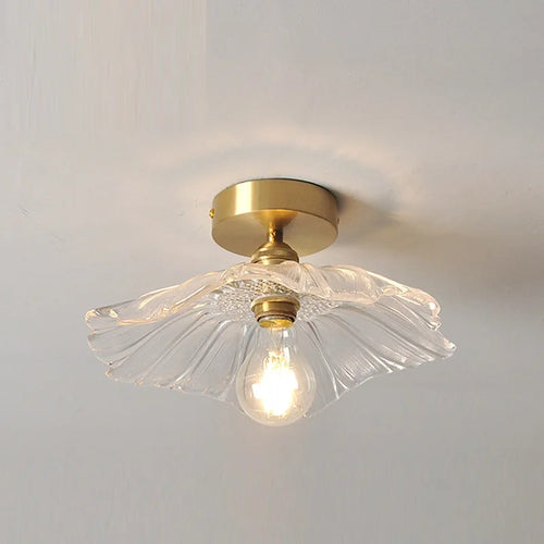 suspension led nordique en verre laiton forme de fleur - vue 12 sur 13