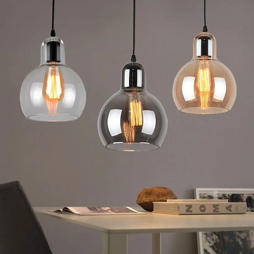 suspension led en verre nordique pour éclairage de table