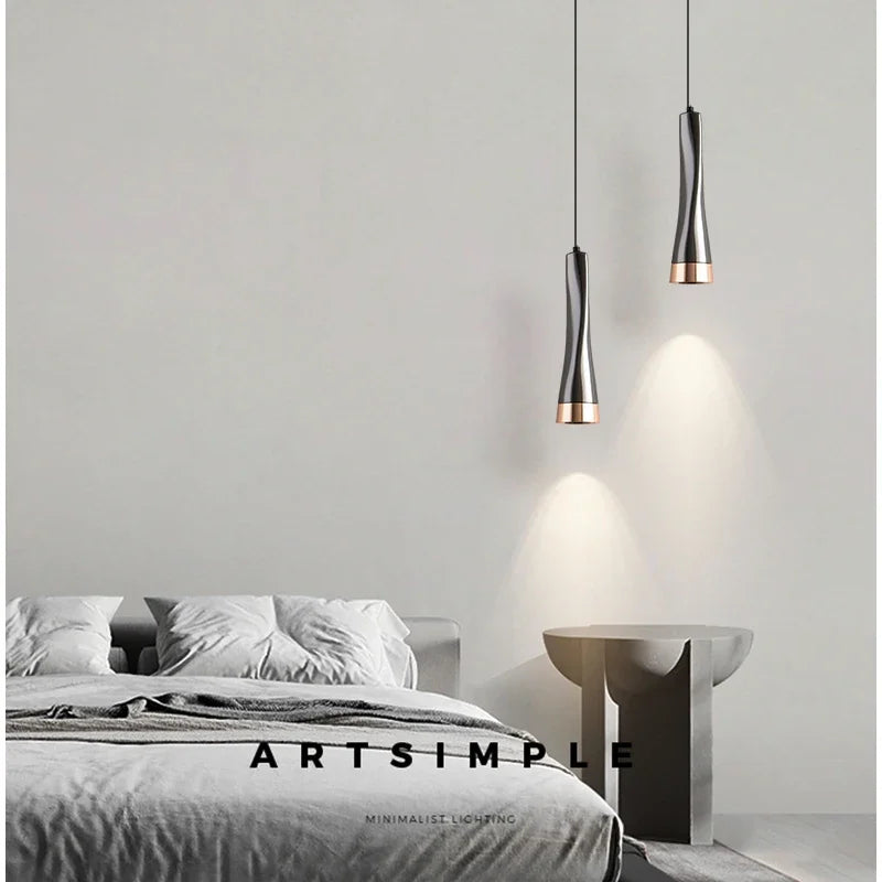 Lamp Modern Bedside Lights Elegant Aluminum Light Fixtures Adjustable Mini Metal Ceiling Lights For Kitchen Island Dining Room - vue 3 sur 10
