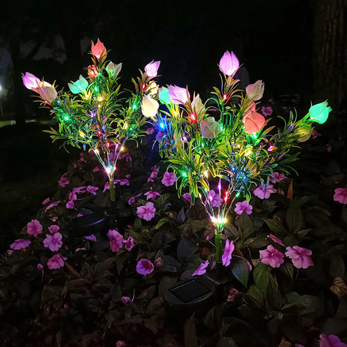 lampe solaire décorative pour jardin en forme de fleur lumineuse - vue 3 sur 8
